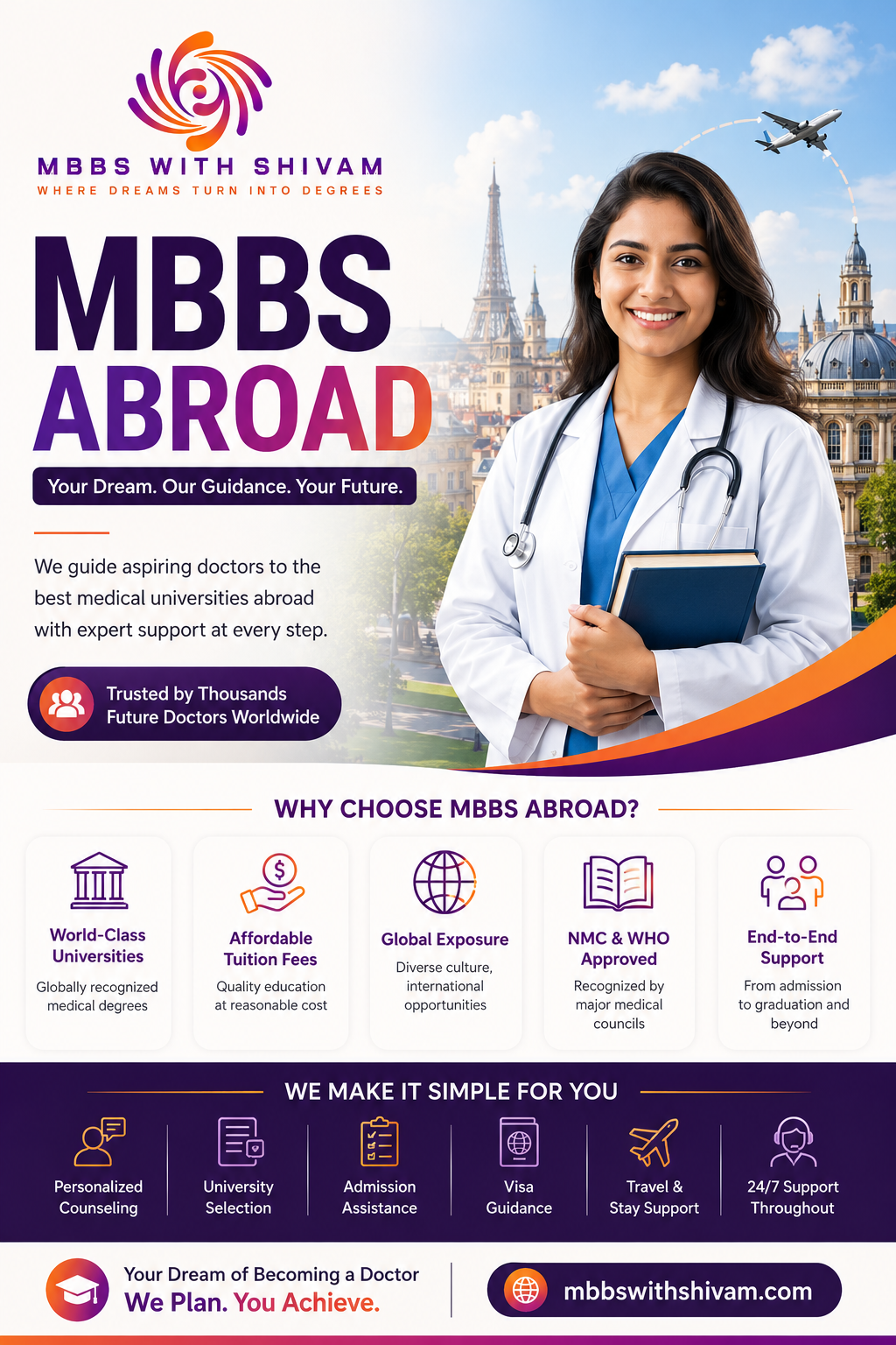 MBBS Abroad guidance poster by MBBS With Shivam